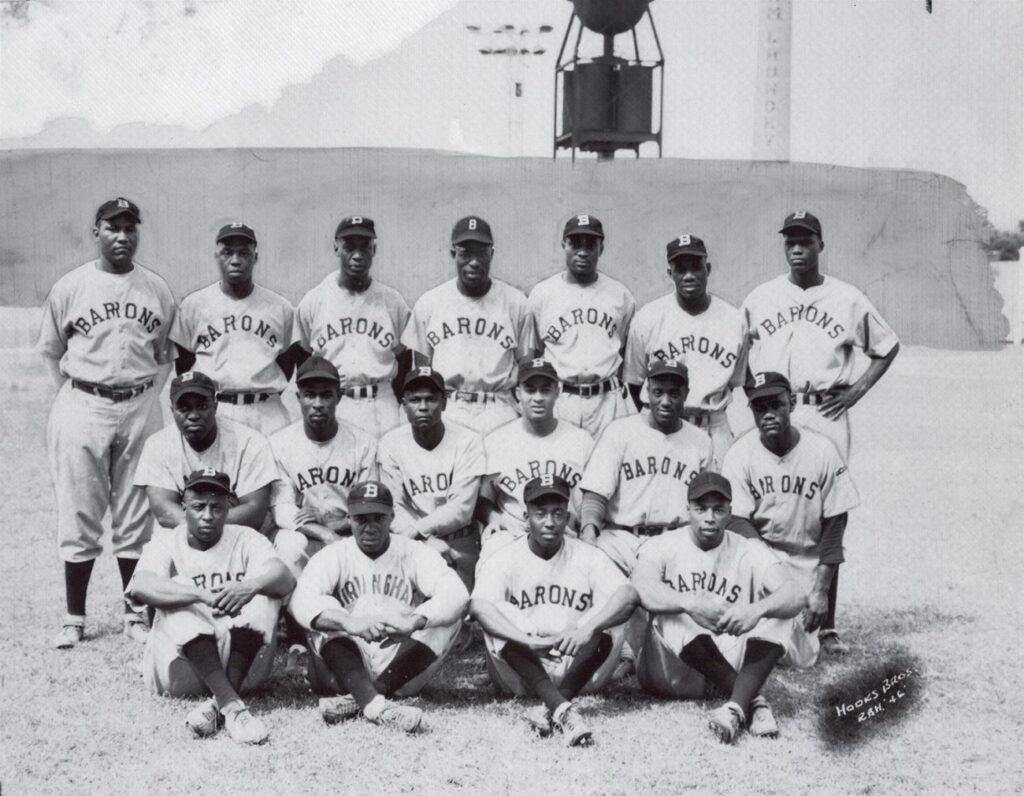 Black and white photo of the Black Barons at historic Rickwood Field